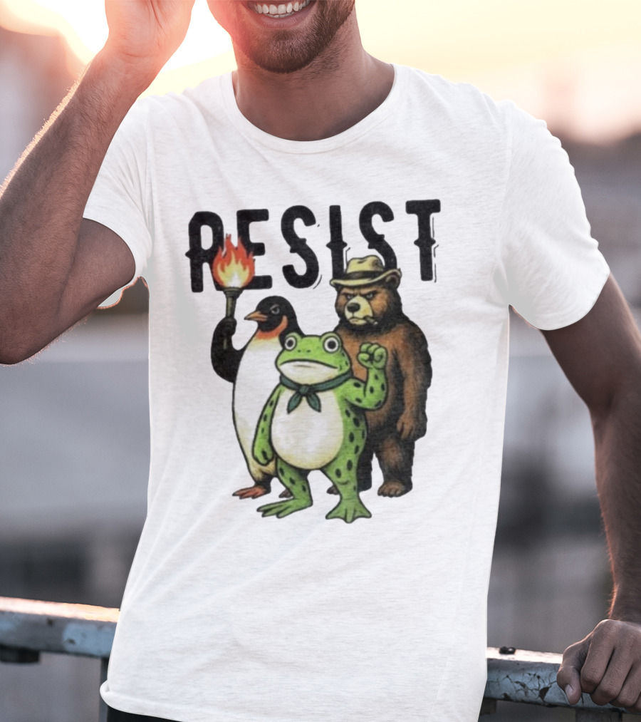 Resist Portland Frog Penguin Bear Abolish Ice T-Shirt