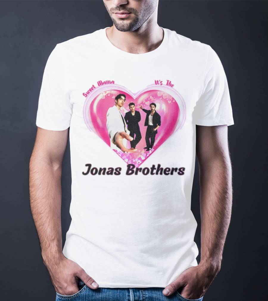 Sweet Mama It's The Jonas Brothers Boyband Vintage Heart Design T-Shirt