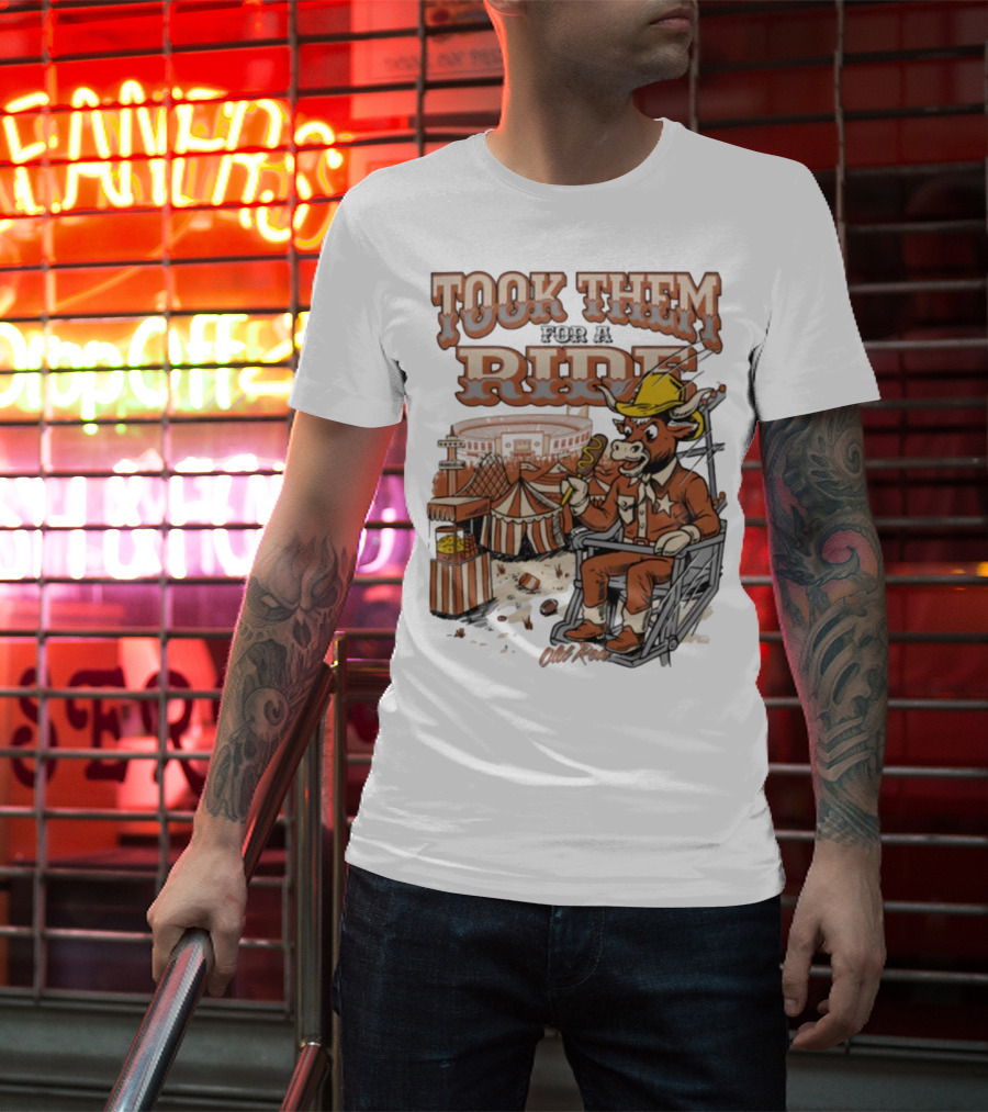 Texas Longhorns Took Them For A Ride Comic Mascot And Carnival Scene T-Shirt