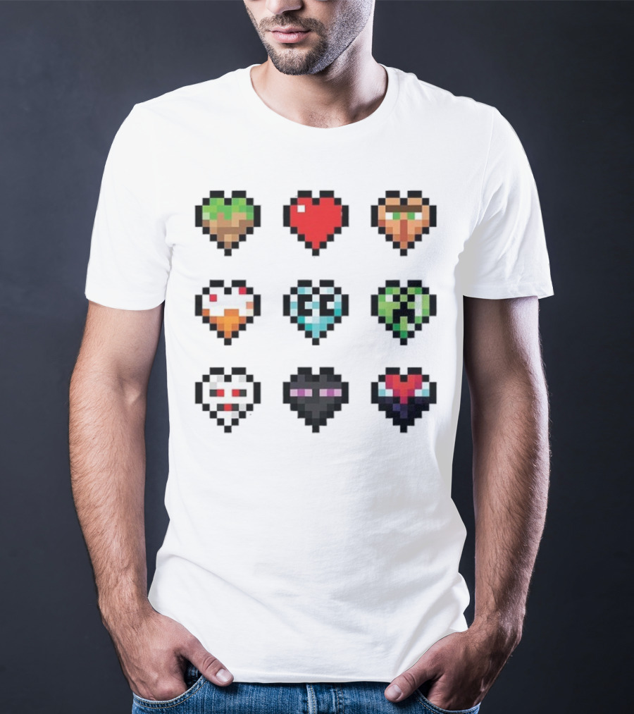Pixelated Craftee’s Hearts Icons Collection T-Shirt
