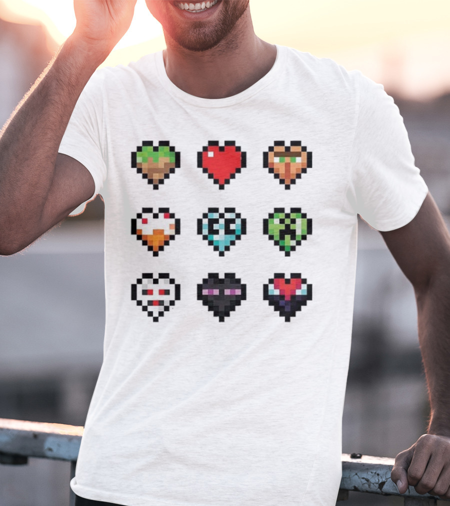 Pixelated Craftee’s Hearts Icons Collection T-Shirt