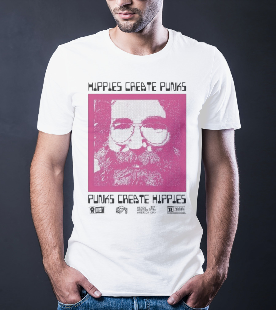 Hippies Create Punks Punks Create Hippies Heads Iconic Beard Glare T-Shirt