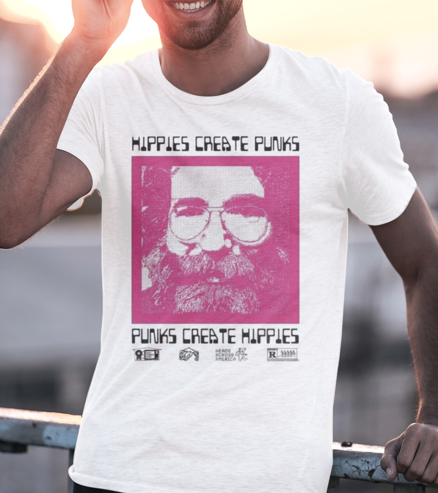 Hippies Create Punks Punks Create Hippies Heads Iconic Beard Glare T-Shirt
