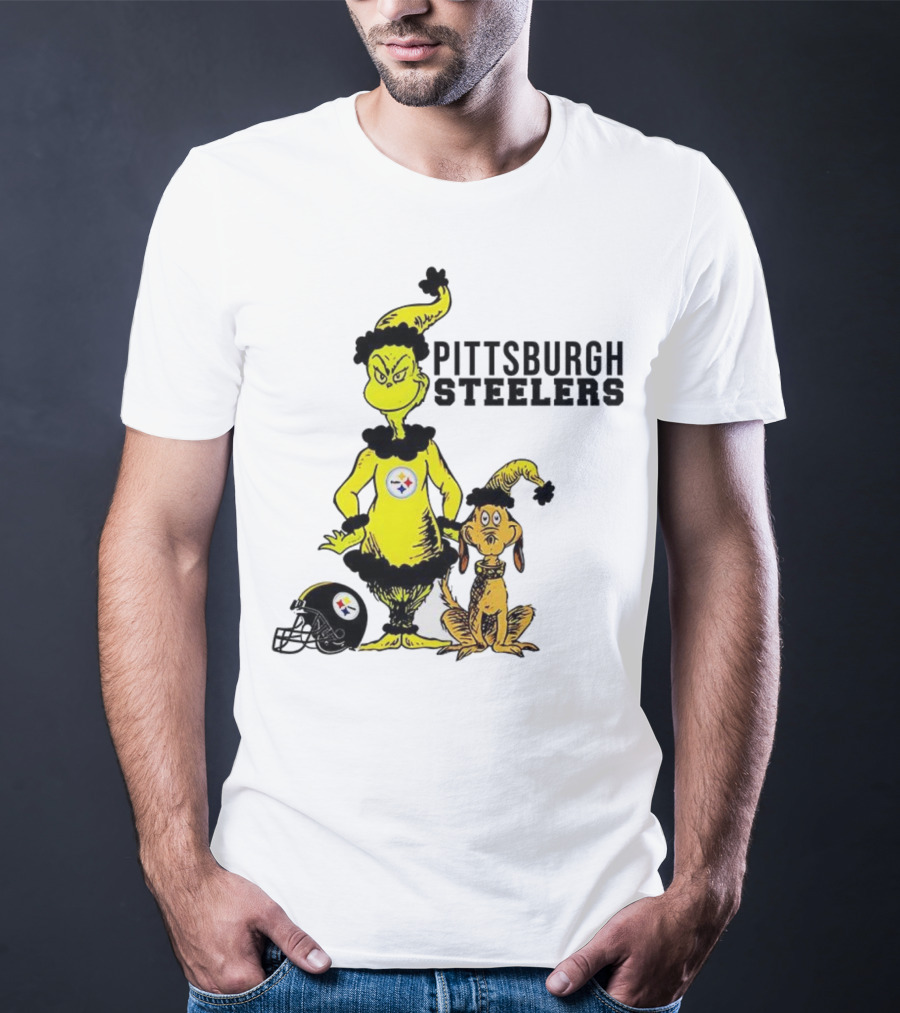Grinch Max Pittsburgh Steelers Football Christmas Collaboration T-Shirt