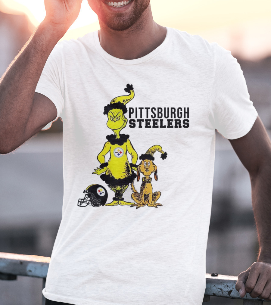 Grinch Max Pittsburgh Steelers Football Christmas Collaboration T-Shirt