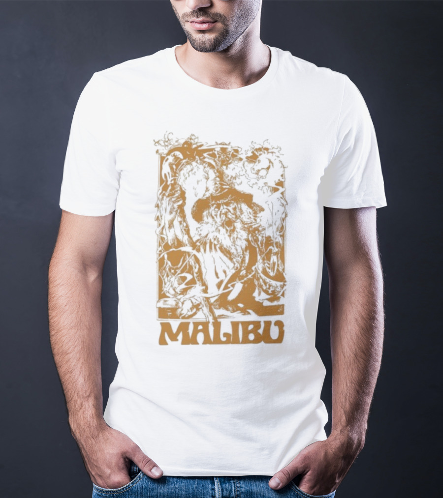 Malibu Wizard Mystical Floral Art Vintage Style T-Shirt