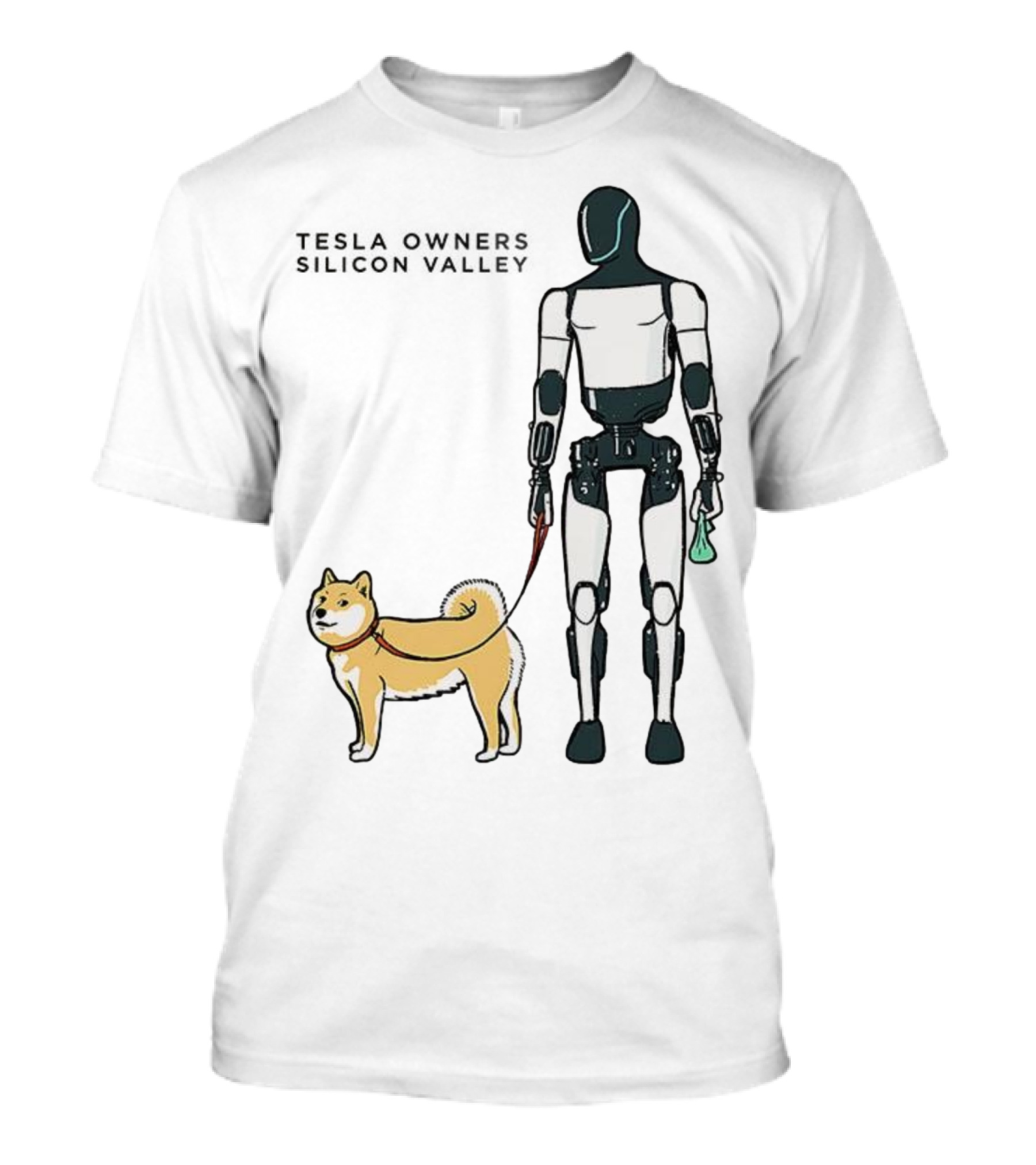 Tesla Owners Silicon Valley Optimus Robot Walking Doge Dog T-Shirt
