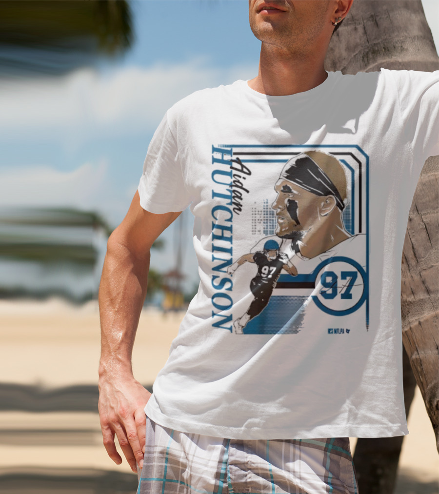 Aidan Hutchinson Signature Collage 97 Athlete Portrait T-Shirt