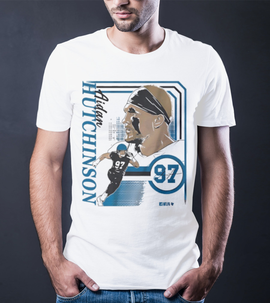 Aidan Hutchinson Signature Collage 97 Athlete Portrait T-Shirt