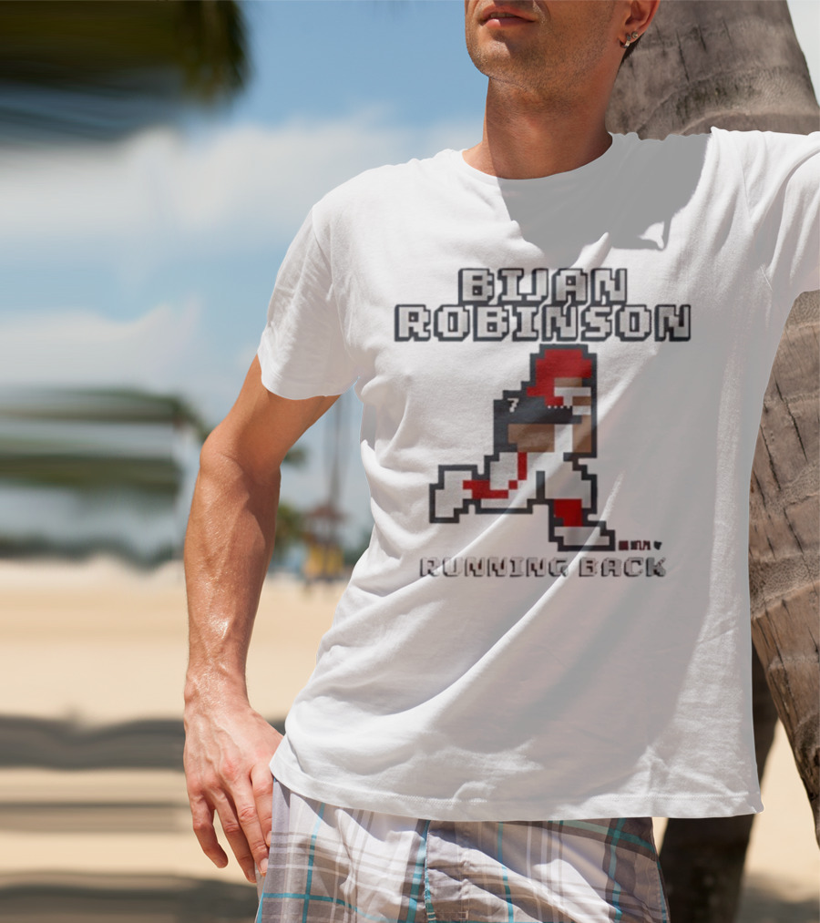 Bijan Robinson Running Back Pixel Art Retro Style T-Shirt