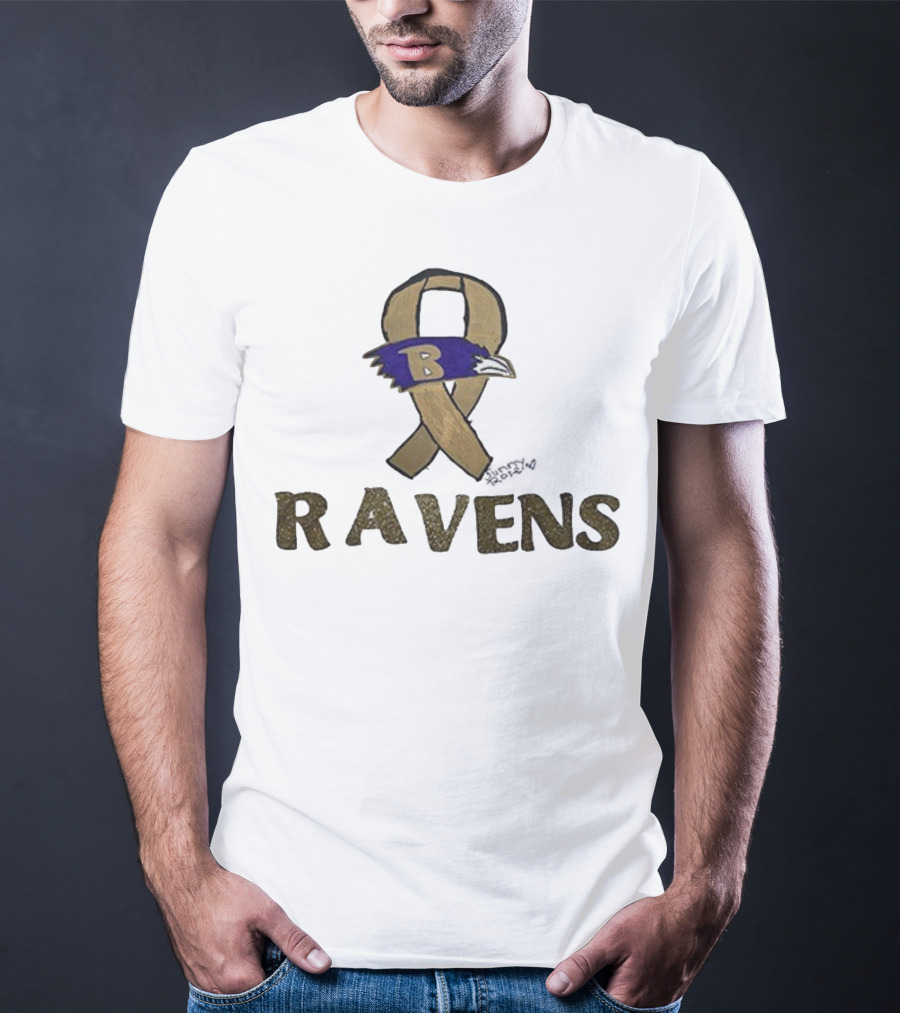 Baltimore Ravens Crucial Catch Breast Cancer Awareness 2025 Ravens Ribbon Logo T-Shirt