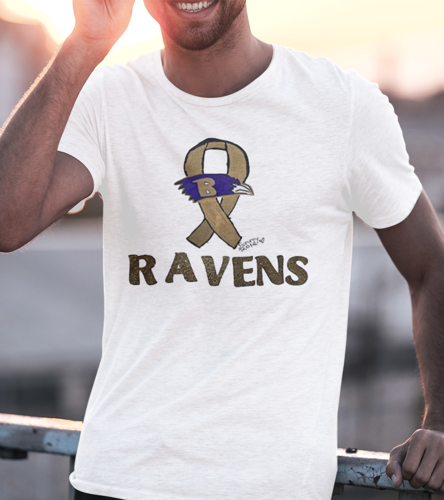 Baltimore Ravens Crucial Catch Breast Cancer Awareness 2025 Ravens Ribbon Logo T-Shirt