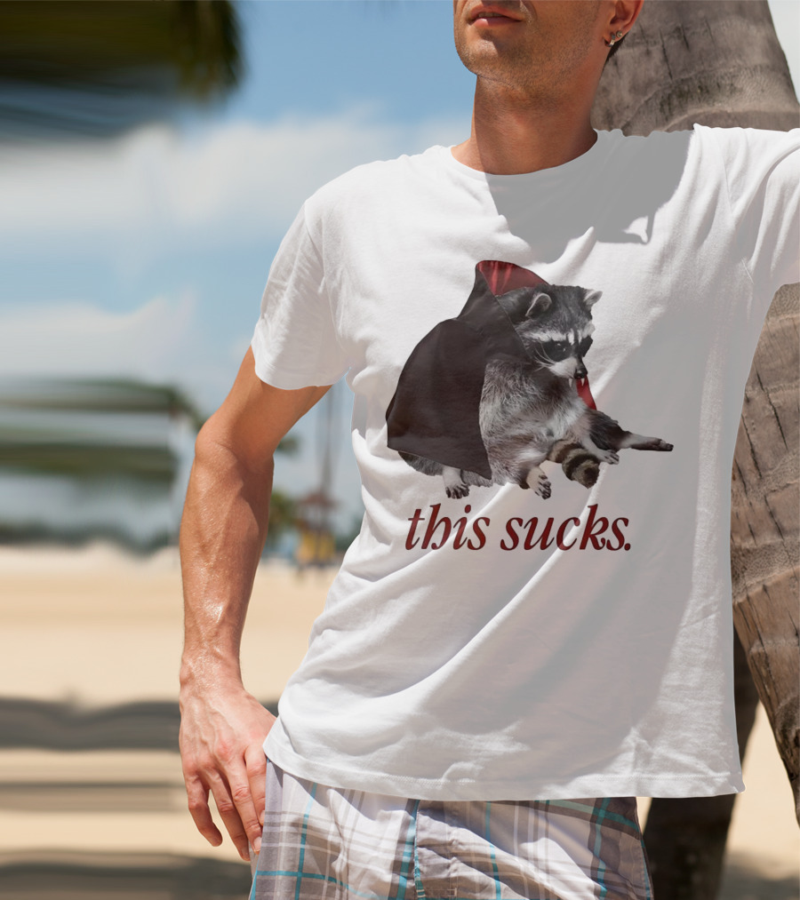Raccoon Vampire Cape This Sucks Halloween T-Shirt