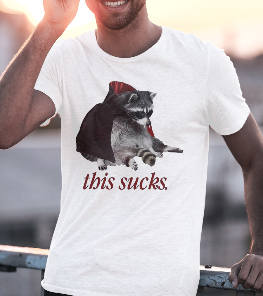 Raccoon Vampire Cape This Sucks Halloween T-Shirt