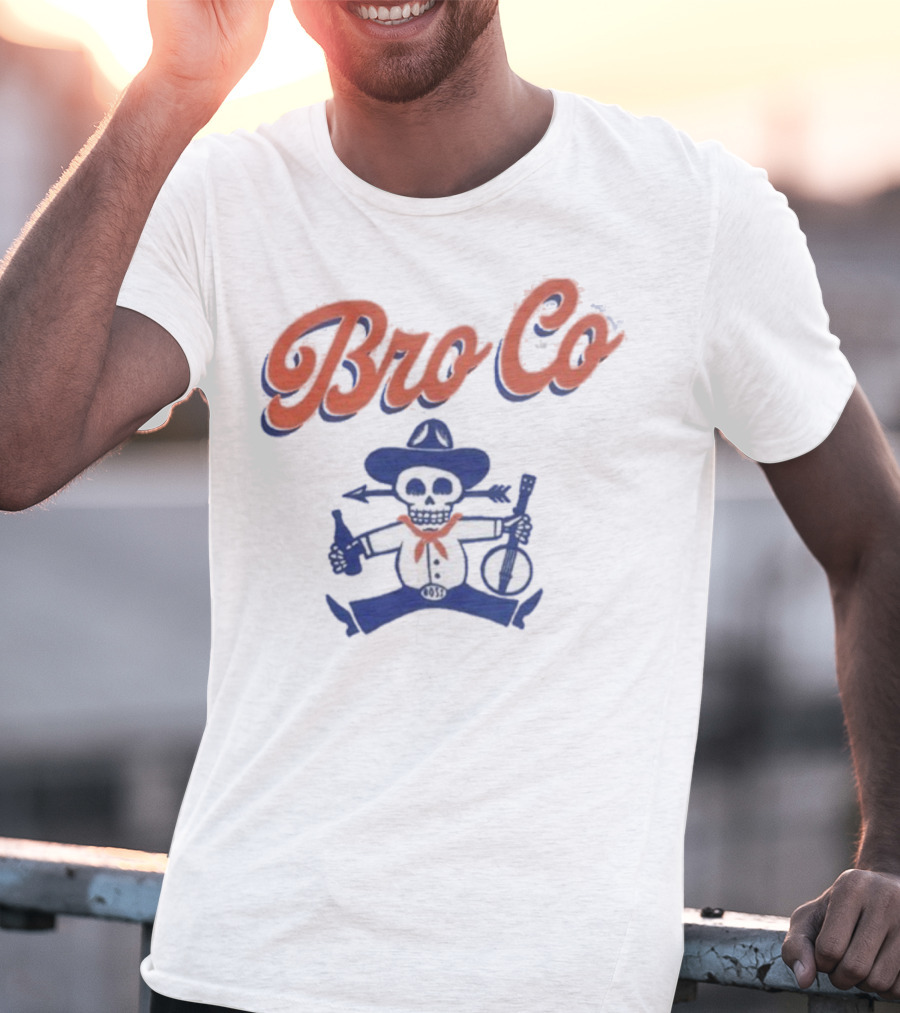 Bro Co Skeleton Cowboy With Banjo And Bottle T-Shirt