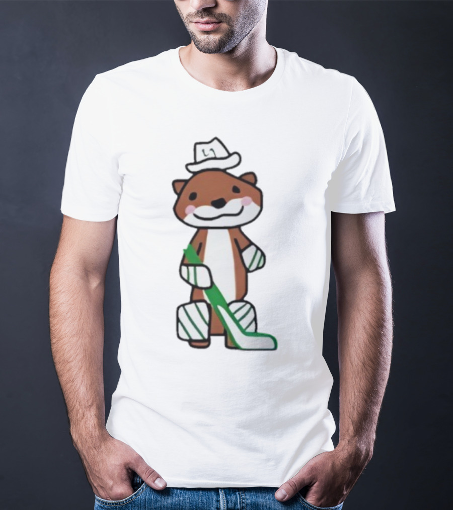 Thomas Harley Otter Hockey Player With Hat And Stick T-Shirt