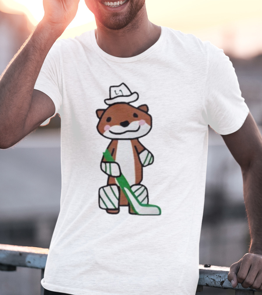 Thomas Harley Otter Hockey Player With Hat And Stick T-Shirt