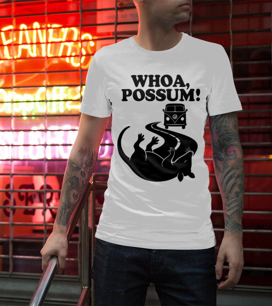 Whoa Possum Vintage Van Opossum Road Trip T-Shirt