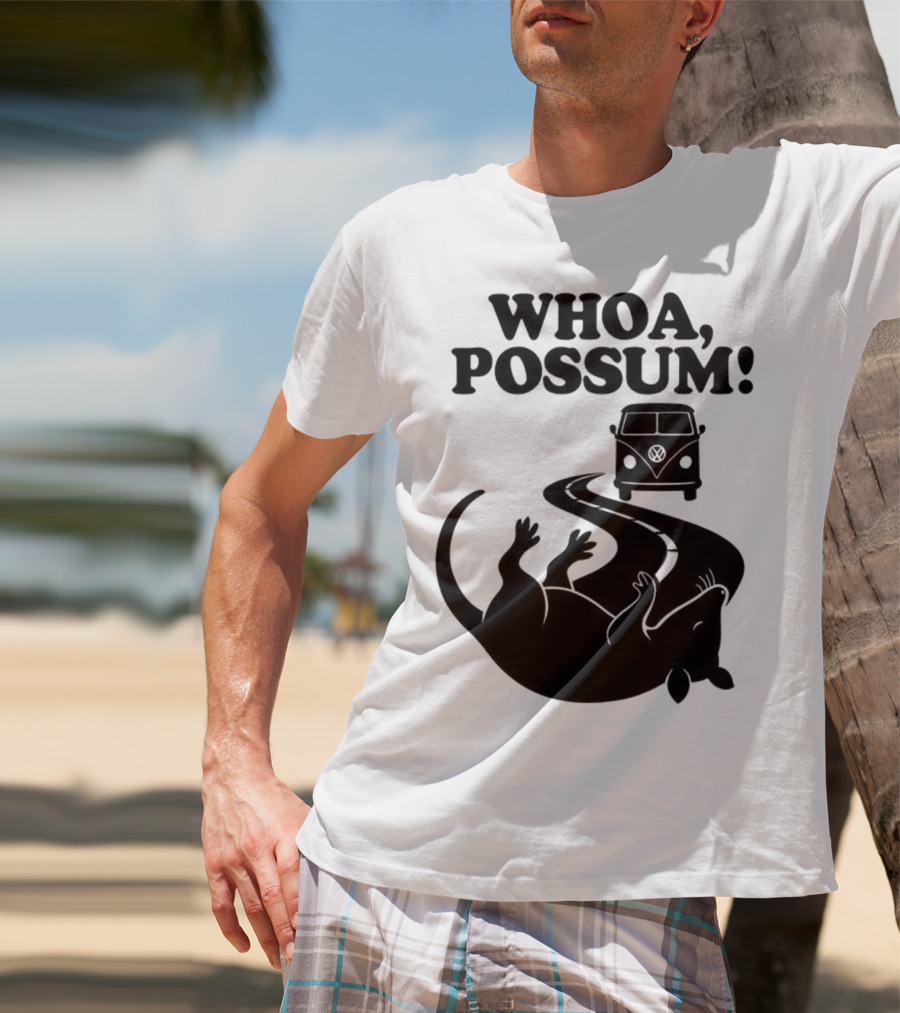 Whoa Possum Vintage Van Opossum Road Trip T-Shirt