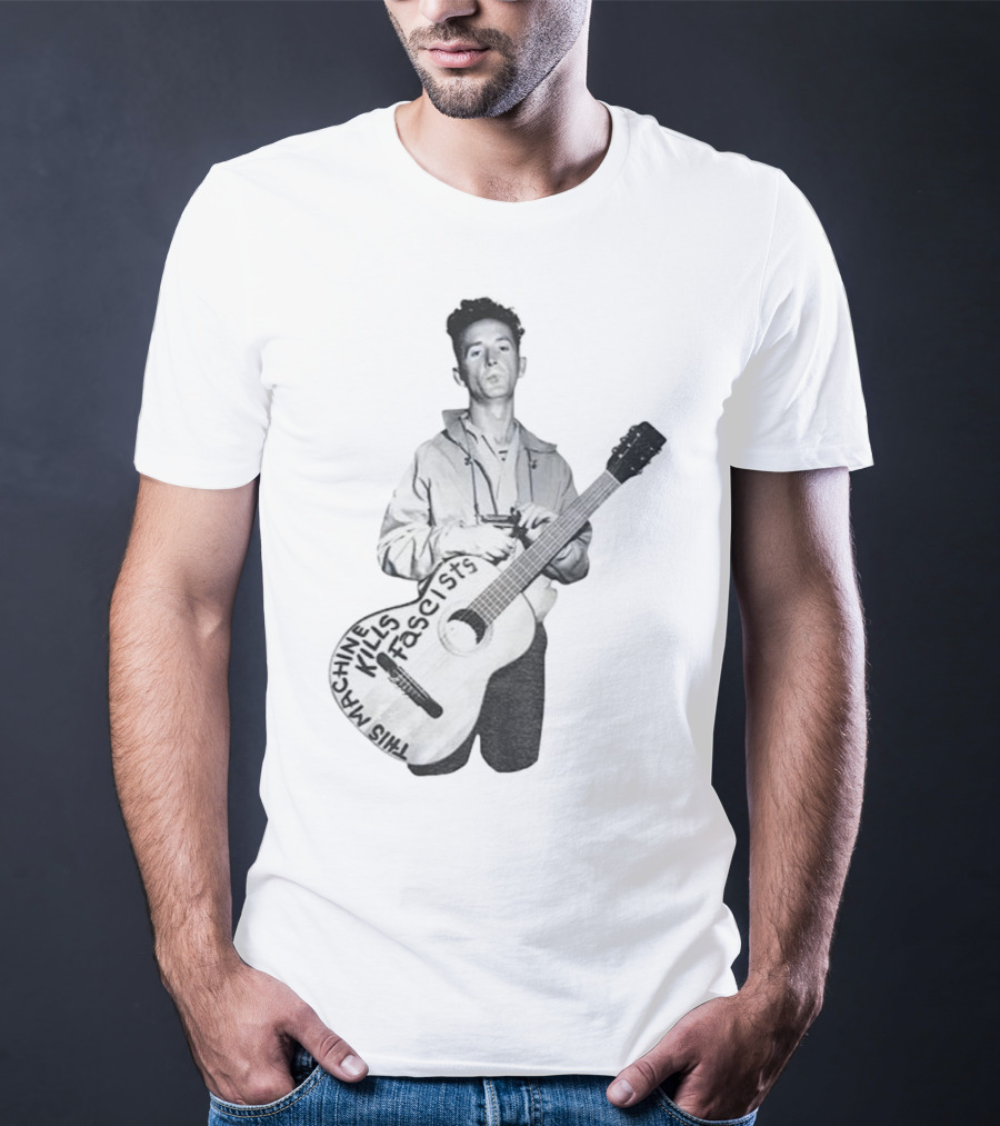 Woody Guthrie This Machine Kills Fascists Anti-Fascist Vintage Guitar Message T-Shirt