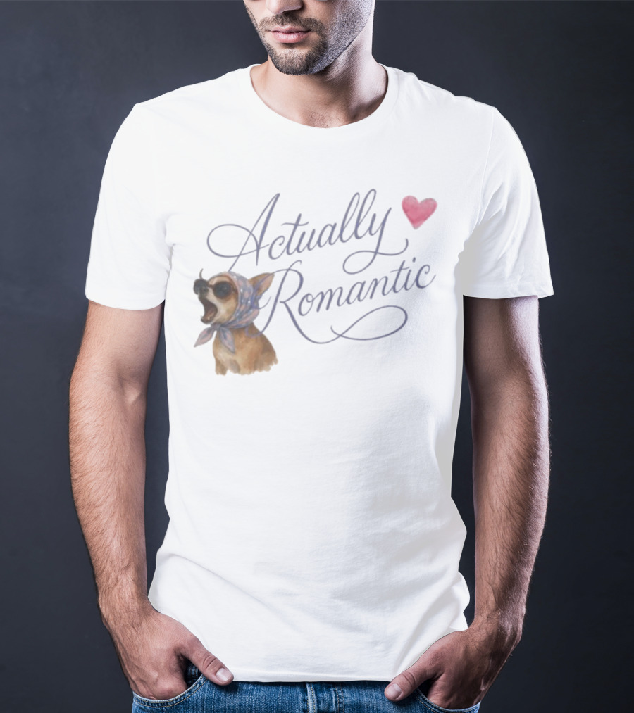 Actually Romantic Dog Sunglasses Heart Scarf T-Shirt