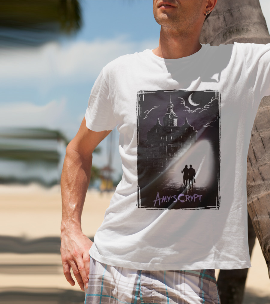 Amy's Crypt Haunted Mansion Moonlit Silhouette Halloween 2025 T-Shirt