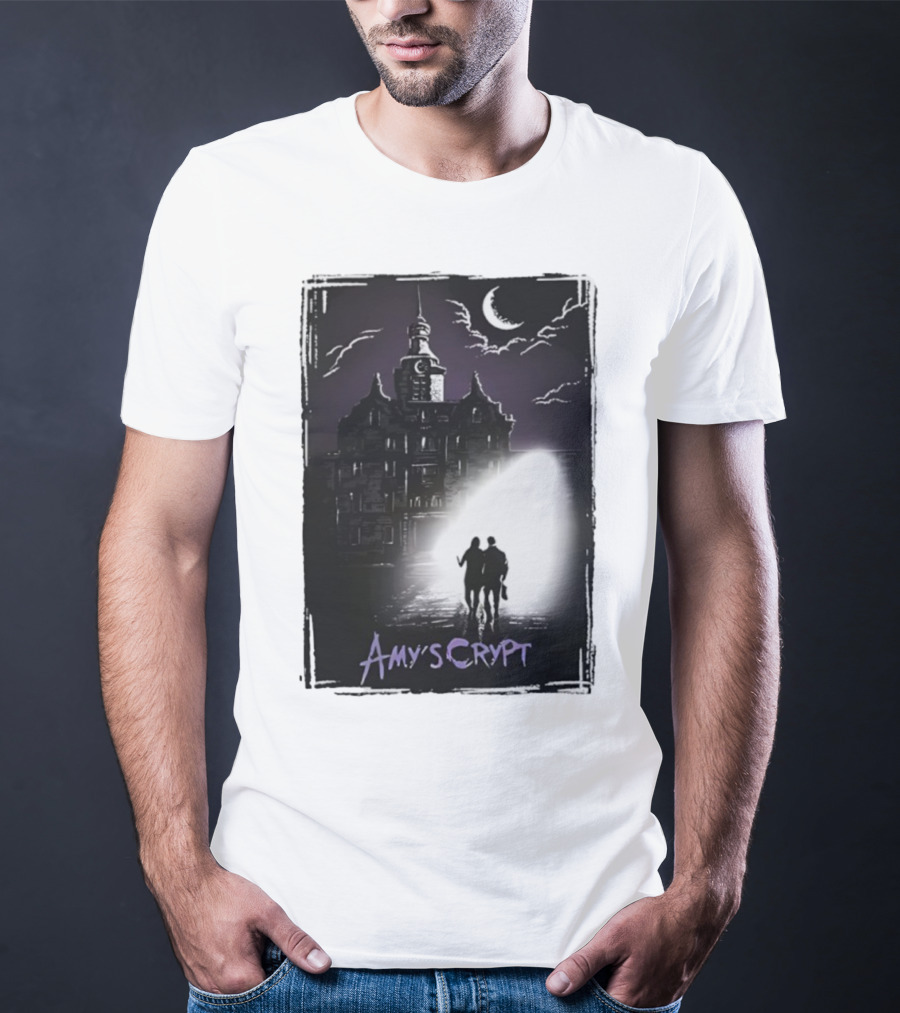 Amy's Crypt Haunted Mansion Moonlit Silhouette Halloween 2025 T-Shirt