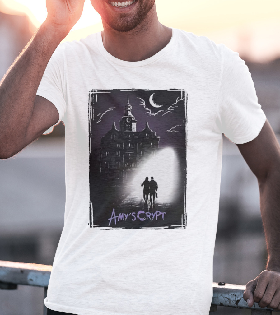 Amy's Crypt Haunted Mansion Moonlit Silhouette Halloween 2025 T-Shirt