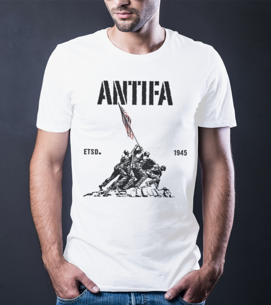 Antifa Estd 1945 Pro Democracy Liberal Protest Red Flag Symbolism T-Shirt