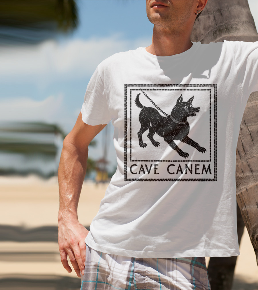 Cave Canem Ancient Pompeii Beware Of Dog Mosaic T-Shirt