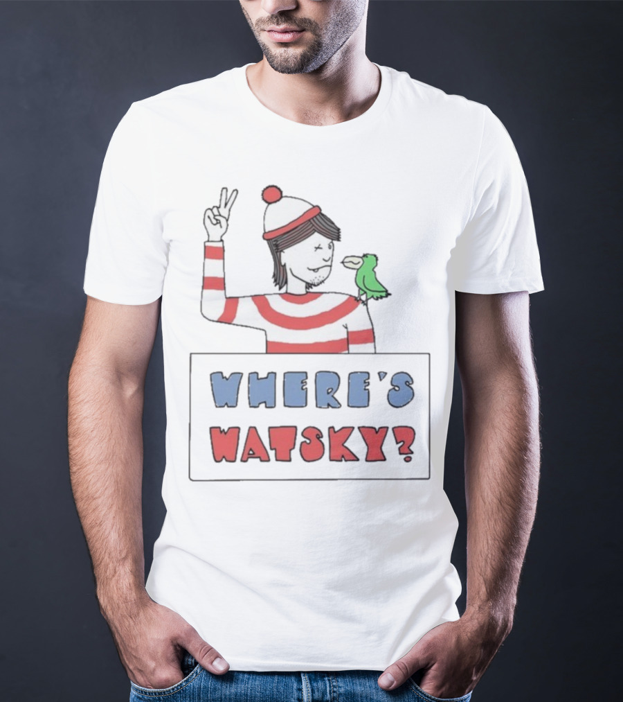 Where's Watsky Striped Outfit Peace Sign Cartoon Bird T-Shirt