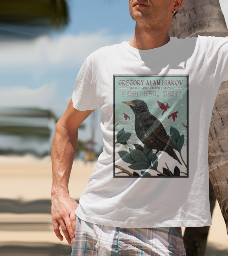 Gregory Alan Isakov Europe & United Kingdom Tour 2025 Black Bird Artwork T-Shirt