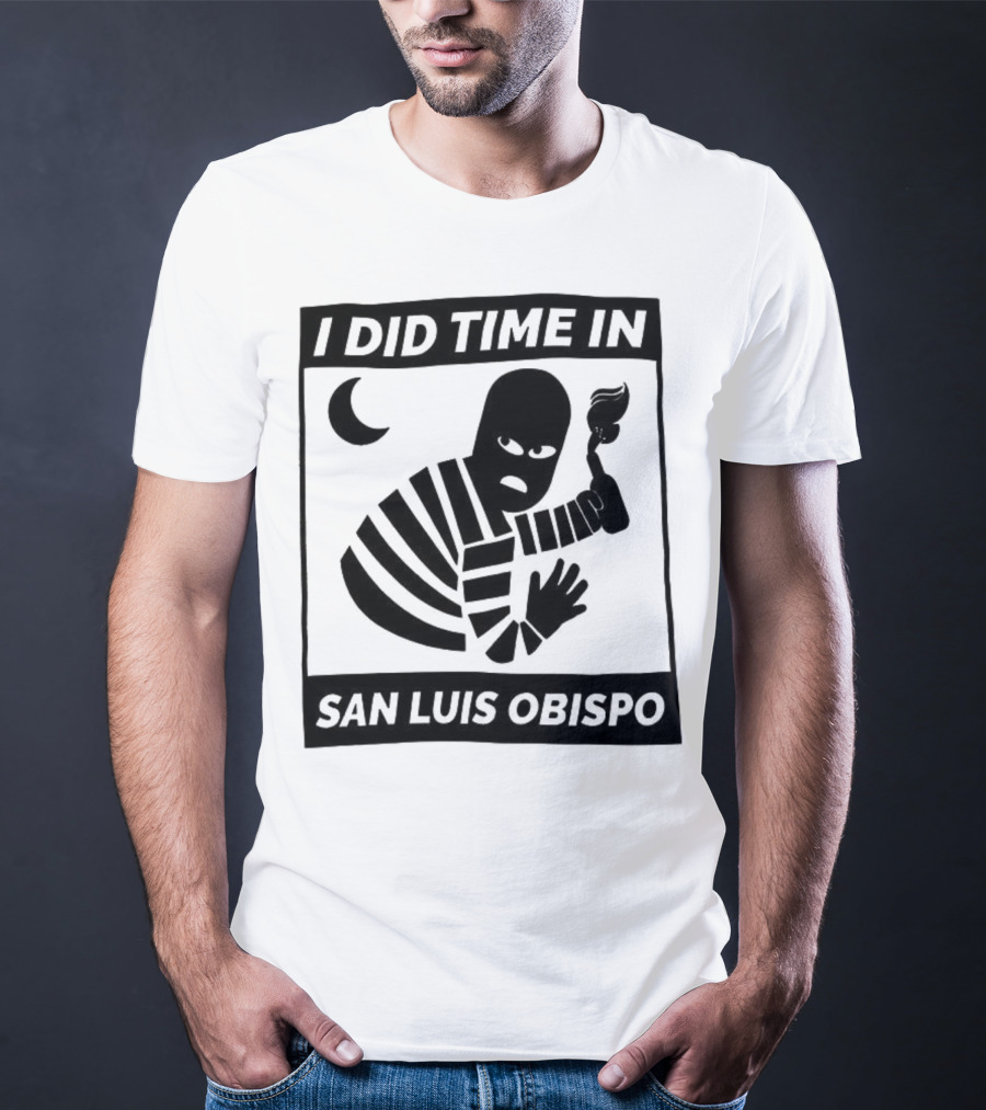 I Did Time In San Luis Obispo Retro Prison Bars Crescent Moon T-Shirt