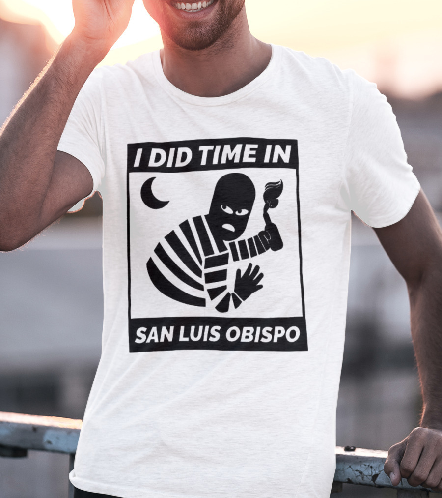 I Did Time In San Luis Obispo Retro Prison Bars Crescent Moon T-Shirt