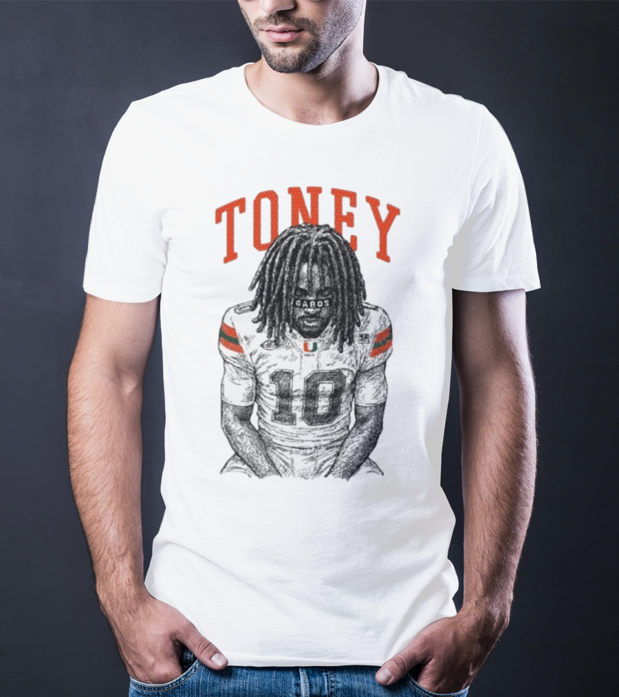 Toney Gabos Miami Hurricanes Number 10 Football Art T-Shirt
