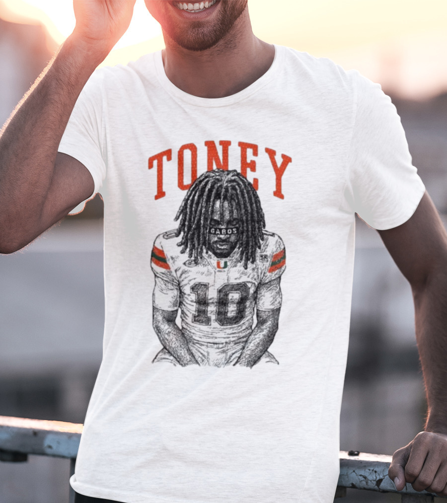 Toney Gabos Miami Hurricanes Number 10 Football Art T-Shirt