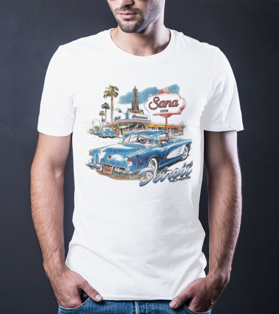 Sana Detroit Michigan 1950s Classic Cruiser Retro Nostalgia T-Shirt