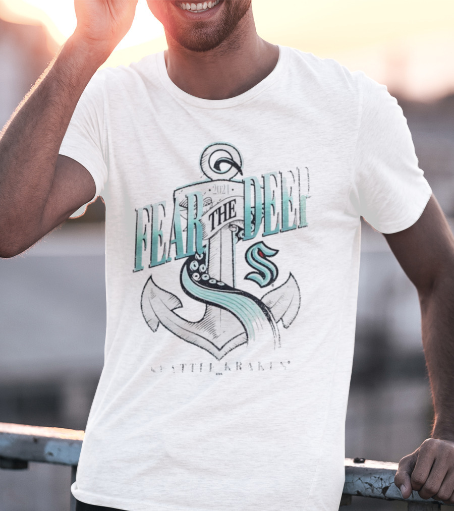 Fear The Deep Seattle Kraken Vintage Anchor 2021 T-Shirt