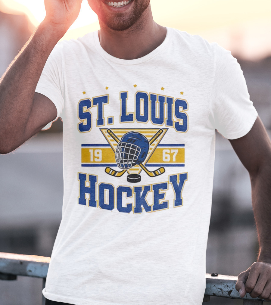St. Louis Hockey Helmet Crossed Sticks 1967 T-Shirt