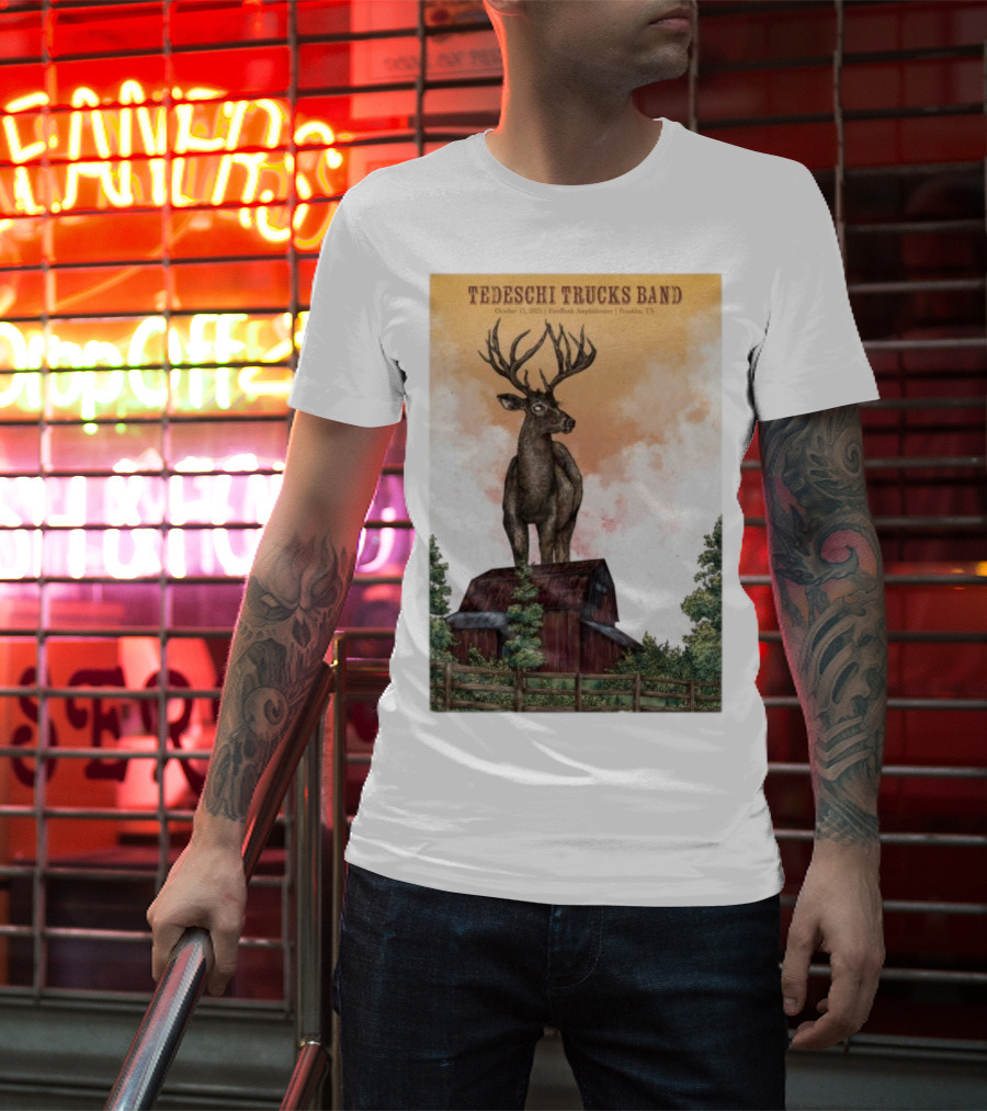 Tedeschi Trucks Band October 15 2025 FirstBank Amphitheater Franklin TN Deer On Barn T-Shirt