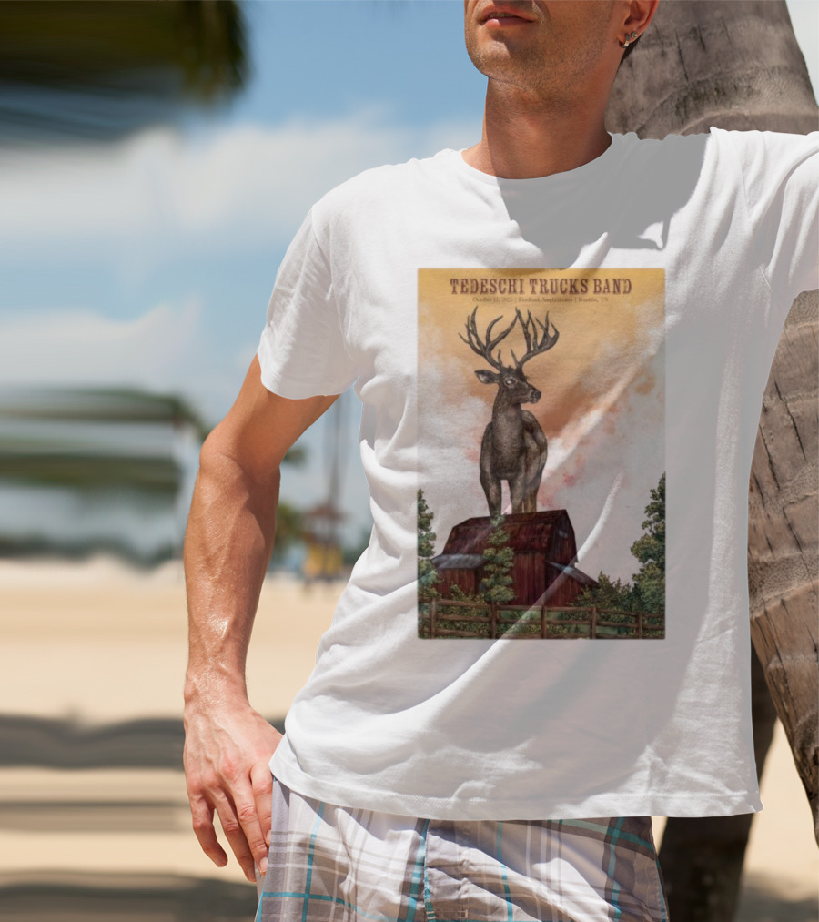 Tedeschi Trucks Band October 15 2025 FirstBank Amphitheater Franklin TN Deer On Barn T-Shirt