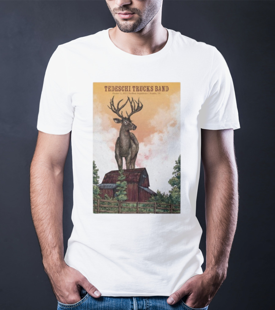 Tedeschi Trucks Band October 15 2025 FirstBank Amphitheater Franklin TN Deer On Barn T-Shirt