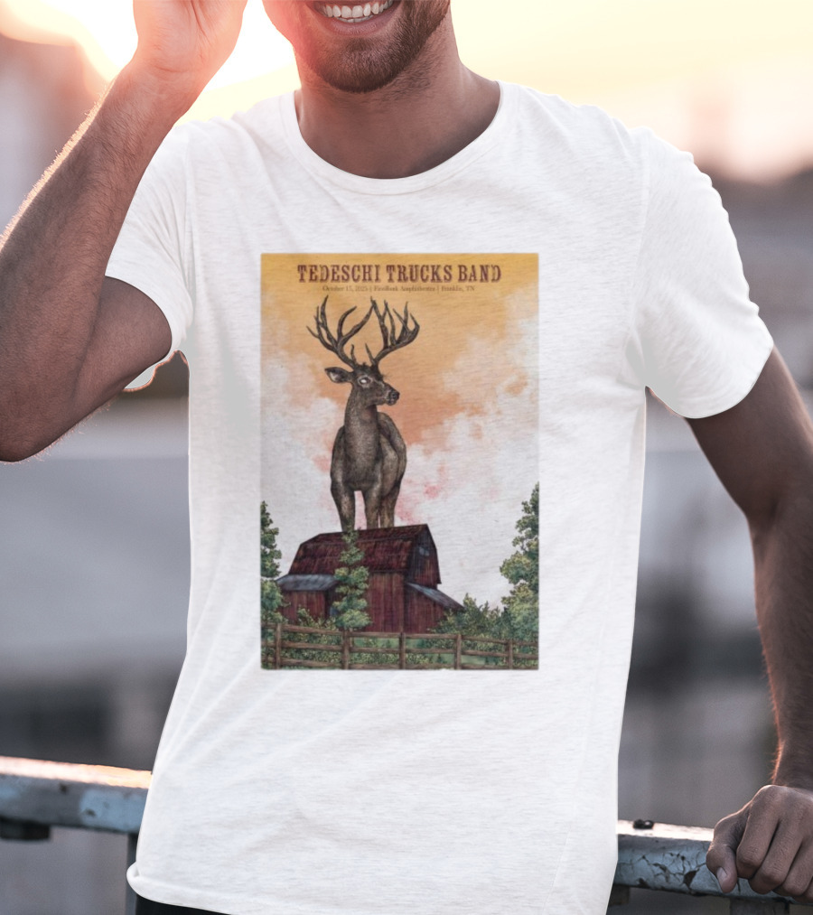 Tedeschi Trucks Band October 15 2025 FirstBank Amphitheater Franklin TN Deer On Barn T-Shirt