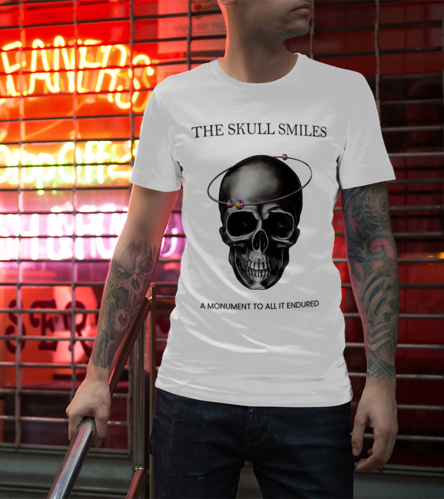 The Skull Smiles A Monument To All It Endured With Planetary Orbit Halo T-Shirt