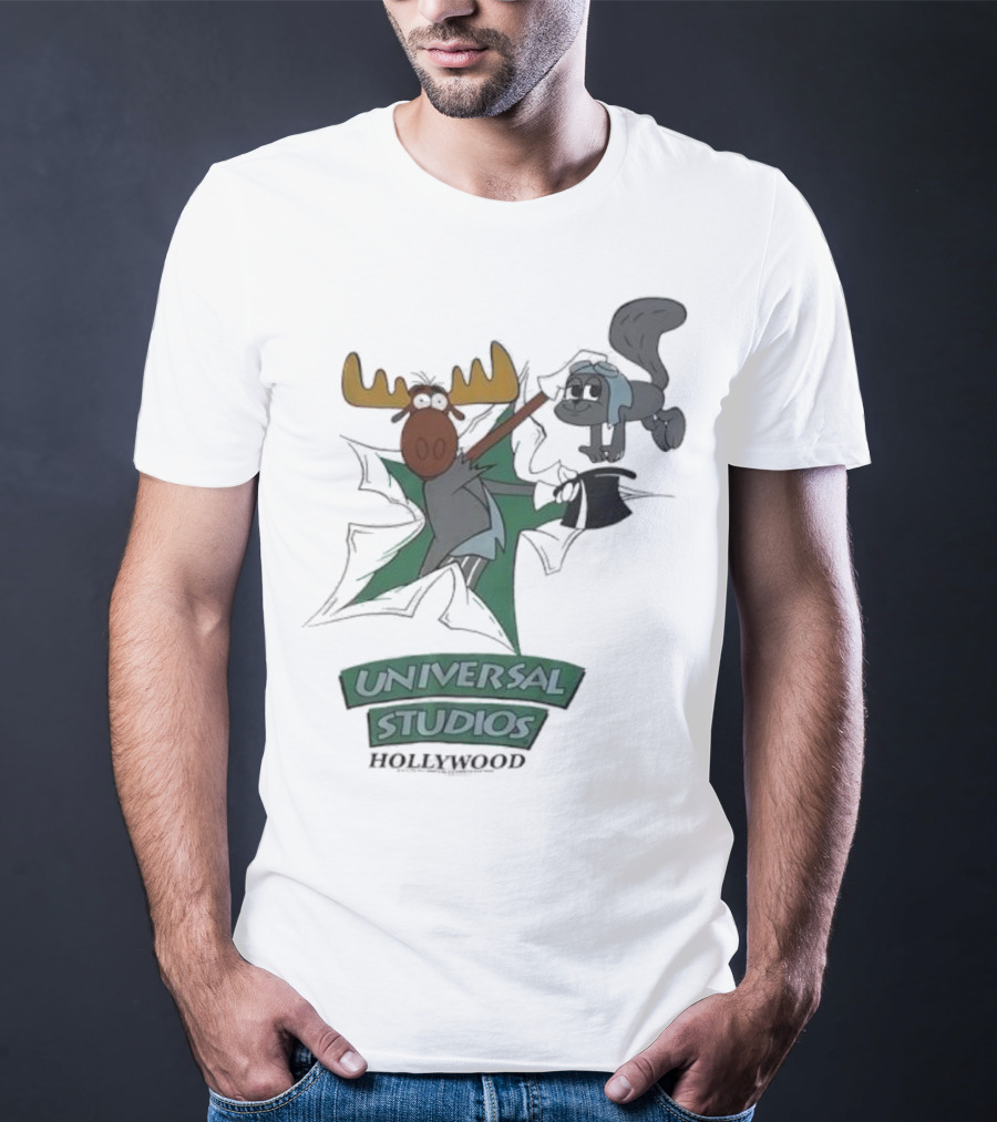 Universal Studios Hollywood Vintage 90s Moose And Squirrel Characters T-Shirt
