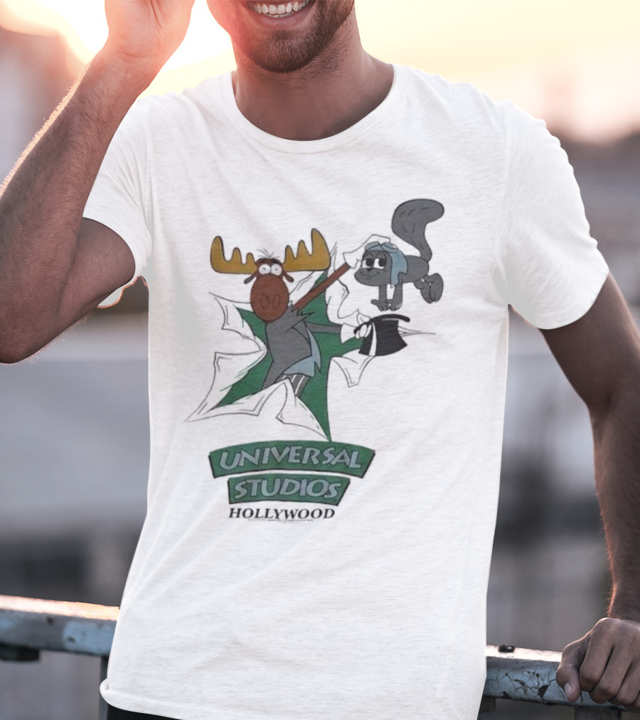 Universal Studios Hollywood Vintage 90s Moose And Squirrel Characters T-Shirt