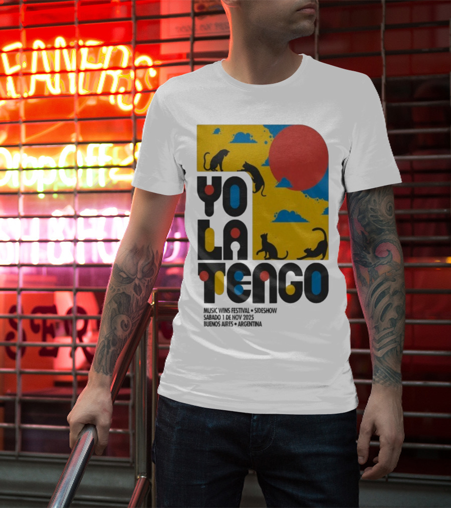 Yo La Tengo Cats And Sun Graphic 11.1.2025 Music Wins Festival Buenos Aires Argentina T-Shirt
