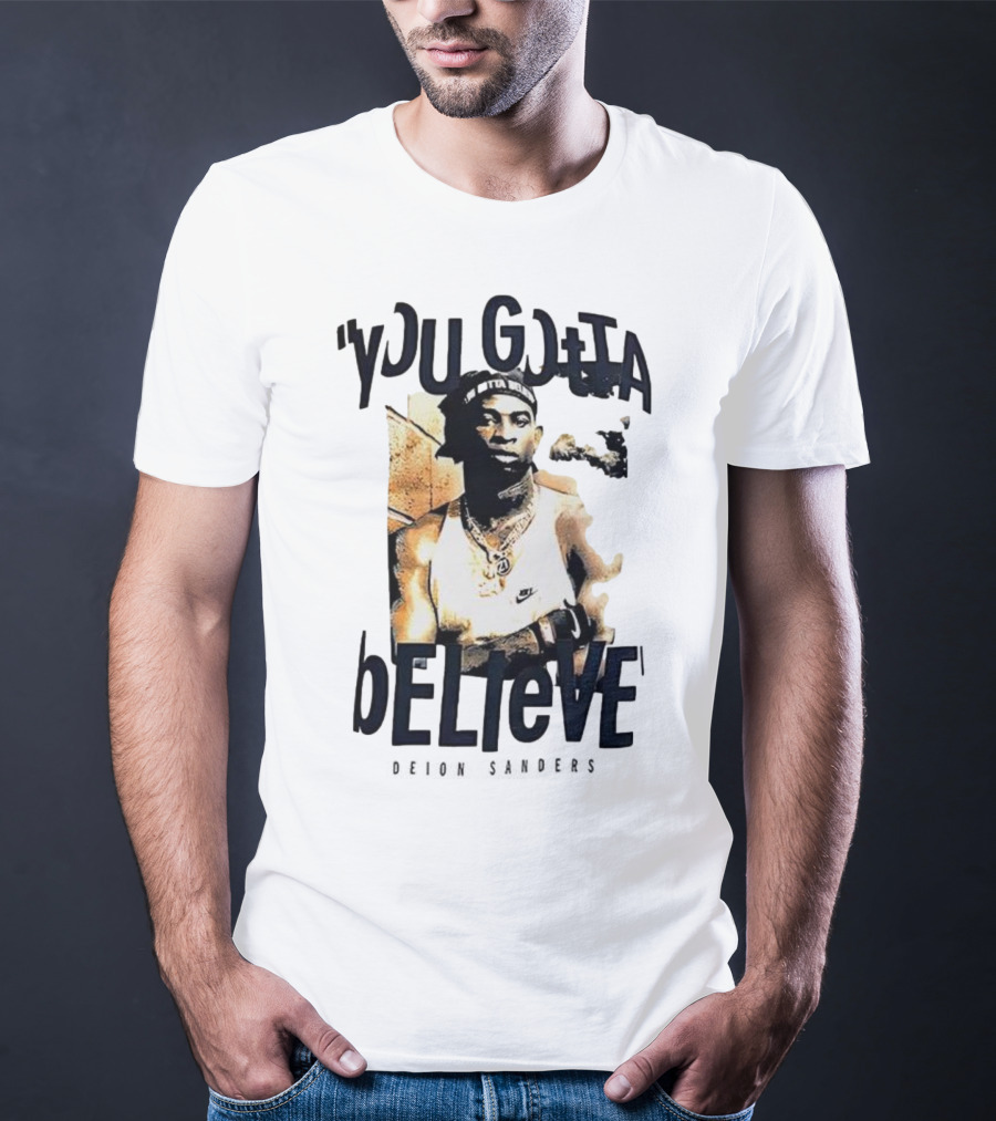 Deion Sanders You Gotta Believe Headband Athlete Image T-Shirt