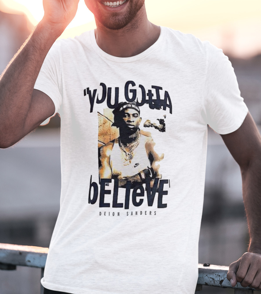 Deion Sanders You Gotta Believe Headband Athlete Image T-Shirt