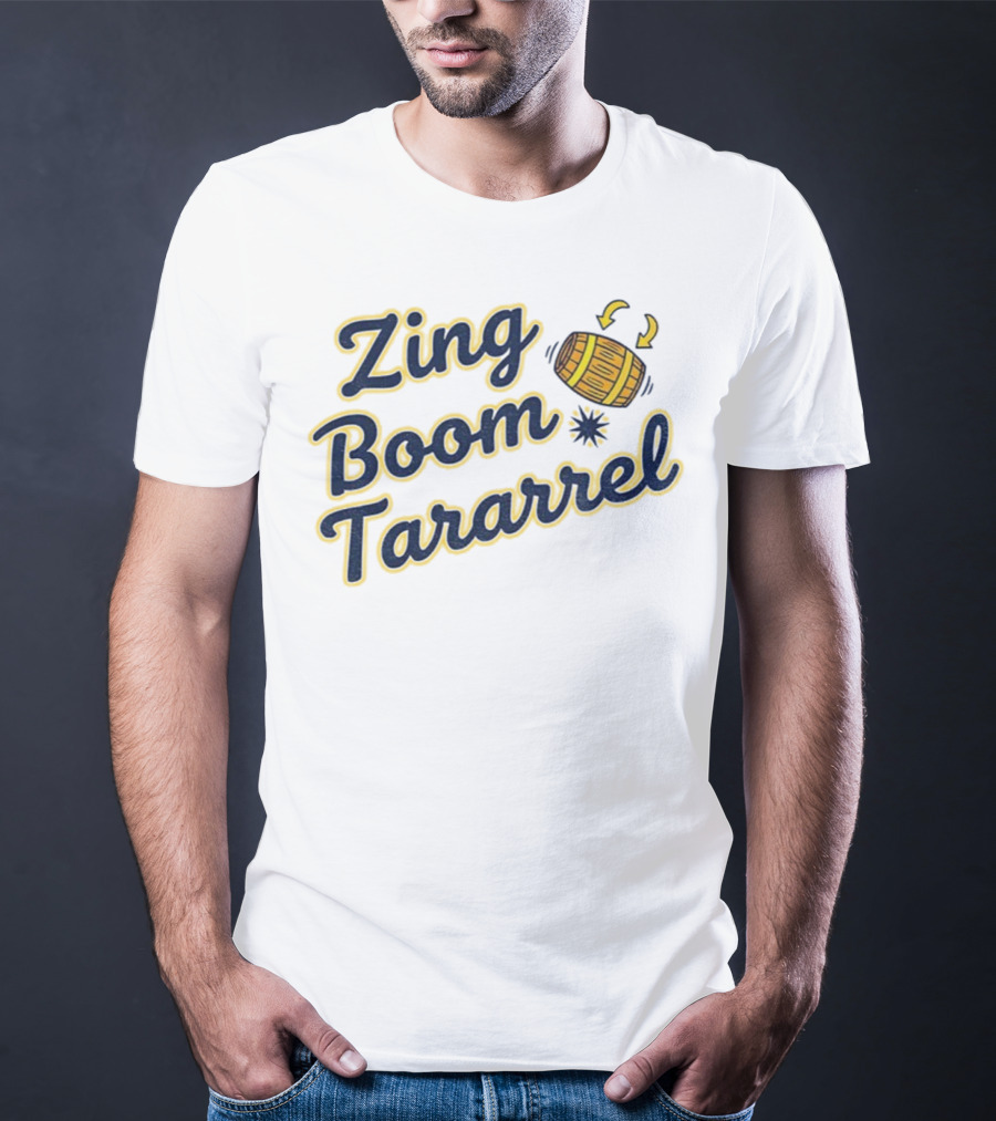 Zing Boom Tararrel Roll Out The Barrel Milwaukee Brewers MLB Barrel Graphic T-Shirt